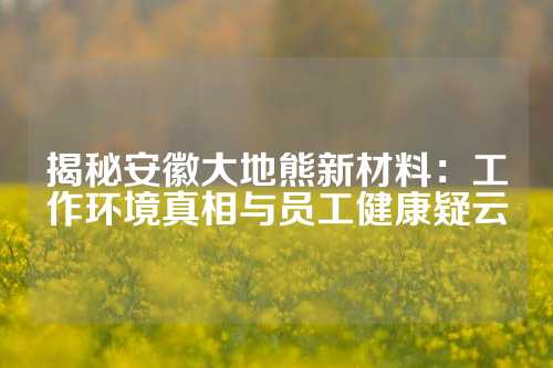揭秘安徽大地熊新材料：工作环境真相与员工健康疑云
