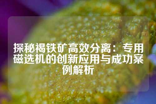 探秘褐铁矿高效分离：专用磁选机的创新应用与成功案例解析